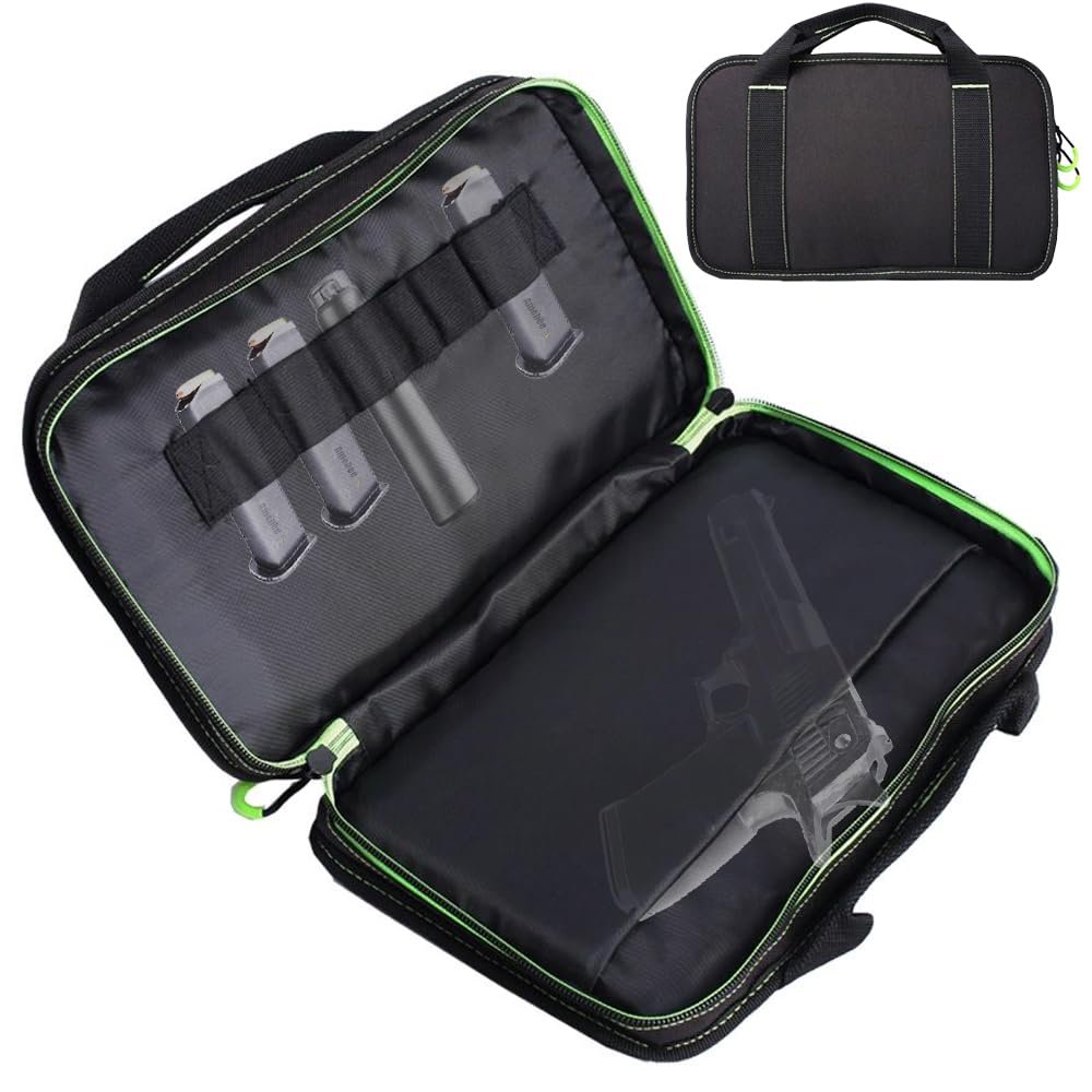 Amebee Soft Pistol Case Tatical Case High Density Nylon Carrie Gun Pistol Hand Gun Case Bag Soft Storage Hand Carry Value Items Security Gun Bag Compact Size Secure Carry Case (Soft Case Bag)