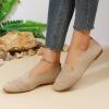 Ladies Fashion Solid Color Breathable Knitted Mesh Flat Casual Single Shoes Men Shoes Casual Fashion Boots (Khaki, 7.5) view 2