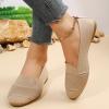 Ladies Fashion Solid Color Breathable Knitted Mesh Flat Casual Single Shoes Men Shoes Casual Fashion Boots (Khaki, 8.5) view 4