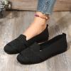 Ladies Fashion Solid Color Breathable Knitted Mesh Flat Casual Single Shoes Men Shoes Casual Fashion Boots (Black, 7.5) view 3