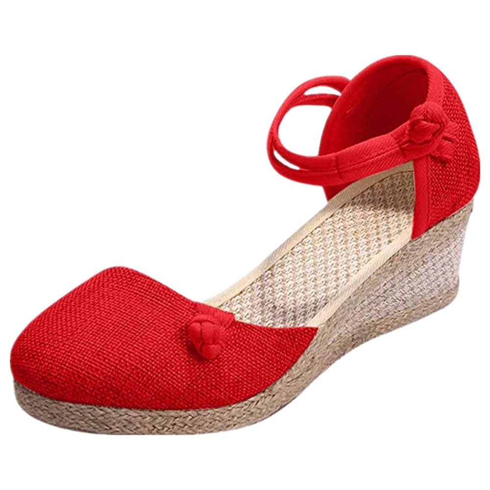 Ladmiple Wedges For Women Wide Width Womens Espadrille Wedge Sandals Summer Casual Brided Strap Platform Open Toe Heels Sandals