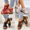 Ladmiple Wedges For Women White Women's Closed Toe Espadrilles Wedges Tie Up Wedge Sandals Women's Elastic Ankle Strap Espadrilles Wedge Sandals view 3