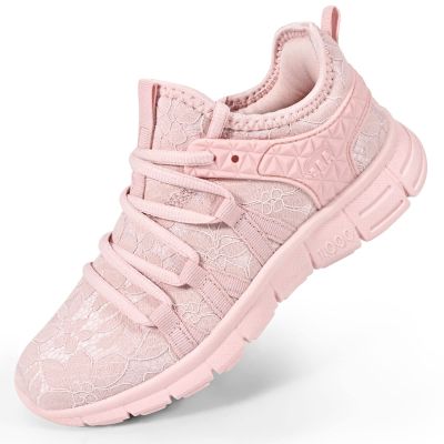 AOE Womens Fashion Running Walking Shoes Ultra Lightweight Breathable Mesh Tennis Shoes Non Slip Athletic Workout Gym Sneakers Lace Pink 7.5women / 6.5men