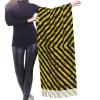 LMNSWDA Black Yellow Grunge Caution Tape Stripes Pattern Women's Fashion Cashmere Feel with Tassel Large scarf warm party shawl Wraps view 2
