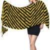 LMNSWDA Black Yellow Grunge Caution Tape Stripes Pattern Women's Fashion Cashmere Feel with Tassel Large scarf warm party shawl Wraps view 3