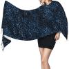 LMNSWDA Blue and Gold Leopard Women's Fashion Cashmere Feel with Tassel Large scarf warm party shawl Wraps view 3
