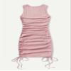 ENVEED Womens Dress Dresses Ruched Drawstring Side Bodycon Dress ENVEED (Color : Dusty Pink, Size : Medium) view 2
