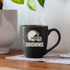 Rico Industries NFL Football Cleveland Browns Alternate 16 oz Team Color Laser Engraved Speckled Ceramic Coffee Mug view 2