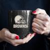 Rico Industries NFL Football Cleveland Browns Alternate 16 oz Team Color Laser Engraved Speckled Ceramic Coffee Mug view 4