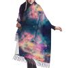 LMNSWDA Colorful Galaxy Nebula Watercolor Painting Women's Fashion Cashmere Feel with Tassel Large scarf warm party shawl Wraps view 1
