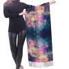 LMNSWDA Colorful Galaxy Nebula Watercolor Painting Women's Fashion Cashmere Feel with Tassel Large scarf warm party shawl Wraps view 2