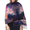 LMNSWDA Colorful Galaxy Nebula Watercolor Painting Women's Fashion Cashmere Feel with Tassel Large scarf warm party shawl Wraps view 4