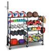 4-Tier Dumbbell and Ball Storage Rack Black Metal Wheels view 3