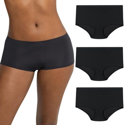 Maidenform Women's Barely There Boyshort Panties, Full-Coverage Underwear, Seamless, 3-Pack