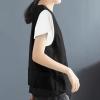 2025, Womens Vest Lightweight Dressy Sleeveless Button Down Cotton Linen Top Vests Plus Size Loose V Neck Blazer Jacket Trendy V Neck Vests Outerwear(B Black,Large) view 3