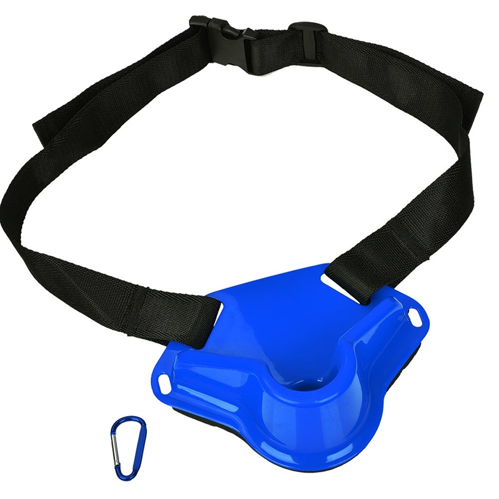 Fishing Pole Holder Belt, Boat Rock Fishing Rod Pole Holder Adjustable Waist Fighting Belt Fish Tackle Accessories (Blue)