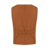 2023 Womens Vest Fashion Casual Sleeveless Button Down Cotton Linen Top Vests Summer Loose V Neck Blazer Jacket Cropped V Neck Vests Outerwear(C Brown,X-Large) view 4