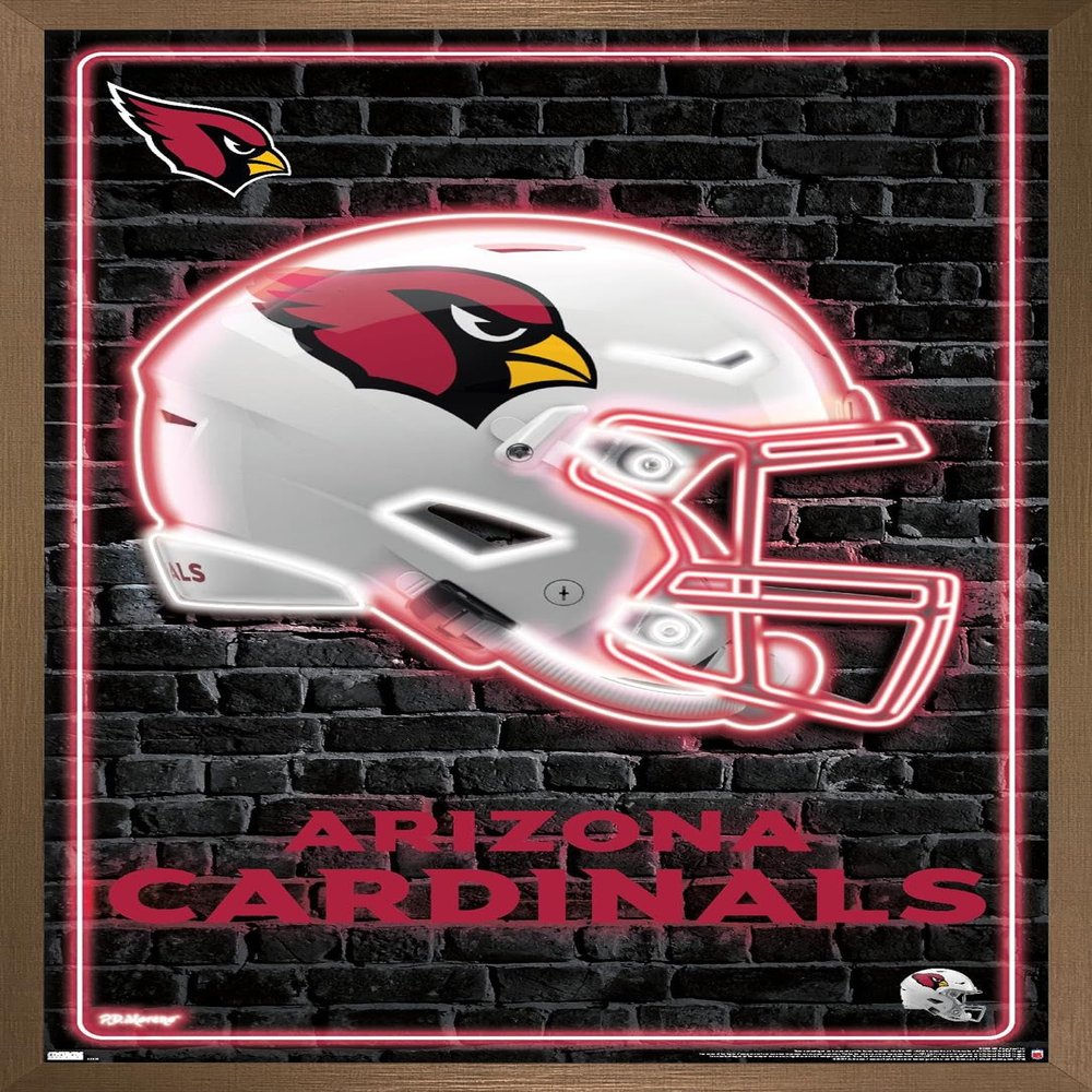 NFL Arizona Cardinals - Neon Helmet 23 Wall Poster, 22.4L" x 14.7W", Bronze Framed Version