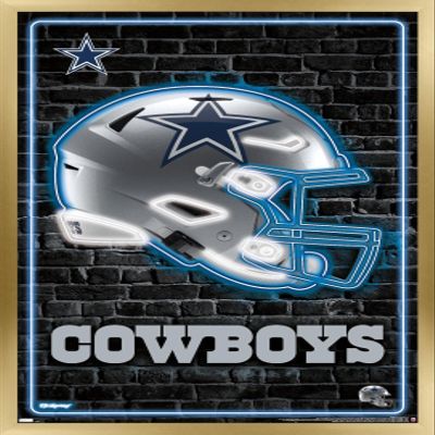 NFL Dallas Cowboys - Neon Helmet 23 Wall Poster, 22.4L" x 14.7W", Gold Framed Version