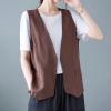2023 Womens Vest Fashion Casual Sleeveless Button Down Cotton Linen Top Vests Summer Loose V Neck Blazer Jacket Cropped V Neck Vests Outerwear(A Coffee,X-Large) view 2