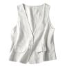 2025 Womens Vest Fashion Casual Sleeveless Button Down Cotton Linen Top Vests Summer Loose V Neck Blazer Jacket Cropped V Neck Vests Outerwear(C White,X-Large) view 1
