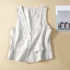 2025 Womens Vest Fashion Casual Sleeveless Button Down Cotton Linen Top Vests Summer Loose V Neck Blazer Jacket Cropped V Neck Vests Outerwear(C White,X-Large) view 2