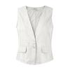 2025 Womens Vest Fashion Casual Sleeveless Button Down Cotton Linen Top Vests Summer Loose V Neck Blazer Jacket Cropped V Neck Vests Outerwear(C White,X-Large) view 3