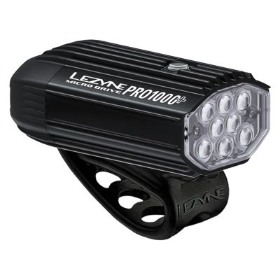 LEZYNE Micro Drive Pro 1000+ Bicycle USB Rechargeable IPX7 White LED Front Light w/Multiple Solid & Flash Modes | Integrated Silicone Rubber Strap Mount, Black Satin