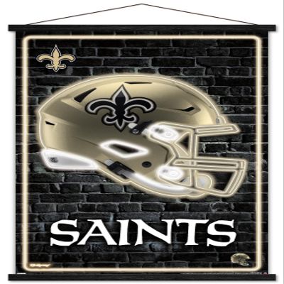 Trends International NFL New Orleans Saints - Neon Helmet 23 Wall Poster, 22.375" x 34", Premium Print and Black Hanger Bundle
