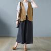 2023 Womens Vest Fashion Casual Sleeveless Button Down Cotton Linen Top Vests Summer Loose V Neck Blazer Jacket Cropped V Neck Vests Outerwear(A Khaki,X-Large) view 4