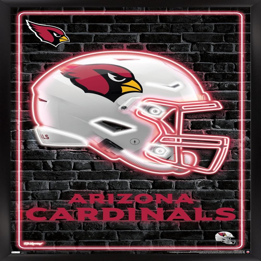NFL Arizona Cardinals - Neon Helmet 23 Wall Poster, 34L" x 22.4W", Black Framed Version