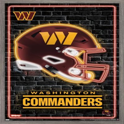 NFL Washington Commanders - Neon Helmet 23 Wall Poster, 34L" x 22.4W", Barnwood Framed Version