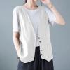 2025, Womens Vest Lightweight Dressy Sleeveless Button Down Cotton Linen Top Vests Plus Size Loose V Neck Blazer Jacket Trendy V Neck Vests Outerwear(A White,Large) view 2