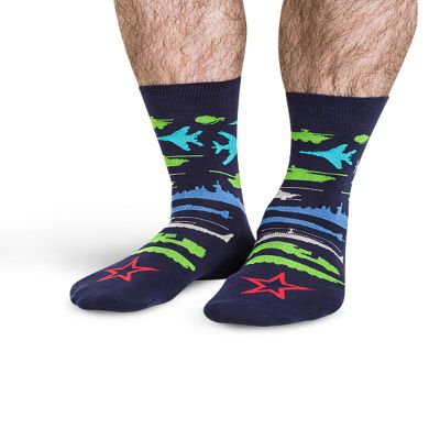 JNRB Men's Cotton Cool Fun Bright Design Novelty Dress Crew Socks Toy Army Soldiers Military Pattern, S-M or L-XL (as1, alpha, s, m, regular, regular, Peacemaker)