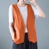 2023 Womens Vest Fashion Casual Sleeveless Button Down Cotton Linen Top Vests Summer Loose V Neck Blazer Jacket Cropped V Neck Vests Outerwear(A Ginger,Medium) view 2