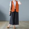 2023 Womens Vest Fashion Casual Sleeveless Button Down Cotton Linen Top Vests Summer Loose V Neck Blazer Jacket Cropped V Neck Vests Outerwear(A Ginger,Medium) view 4