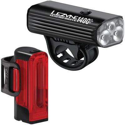 Lezyne Macro Drive 1400+ Headlight + Strip Drive Pro 400+ Taillight Satin Black/Black, One Size