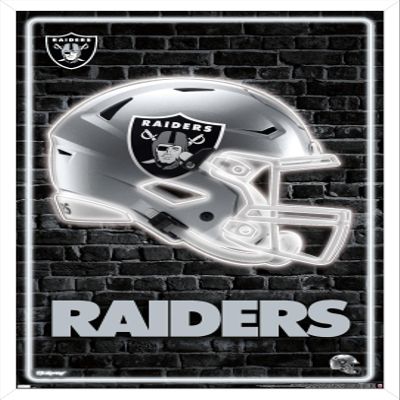 NFL Las Vegas Raiders - Neon Helmet 23 Wall Poster, 22.4L" x 14.7W", White Framed Version