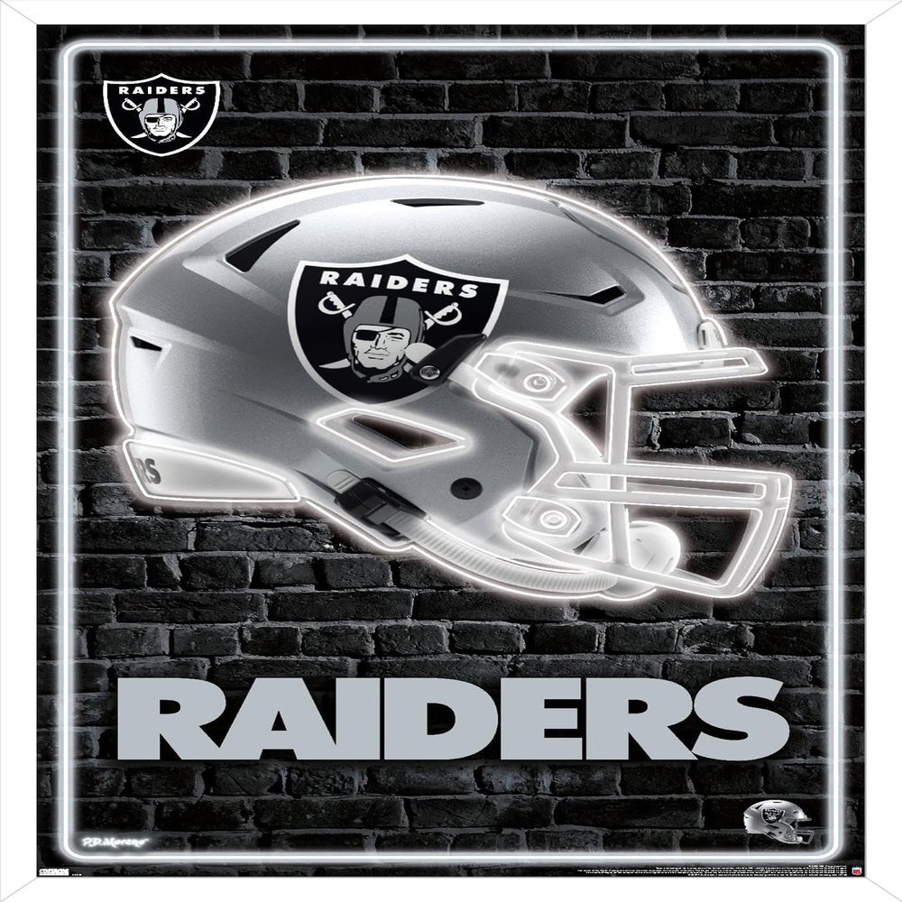 NFL Las Vegas Raiders - Neon Helmet 23 Wall Poster, 22.4L" x 14.7W", White Framed Version