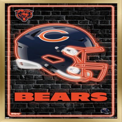 NFL Chicago Bears - Neon Helmet 23 Wall Poster, 34L" x 22.4W", Gold Framed Version
