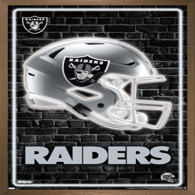 NFL Las Vegas Raiders - Neon Helmet 23 Wall Poster, 34L" x 22.4W", Bronze Framed Version