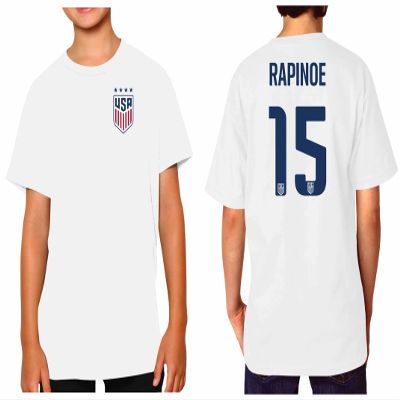 The Victory Officially Licensed Youth US Women's National Soccer Team Megan Rapinoe Name & Number T-Shirt (USA National Team - White #15, Small)