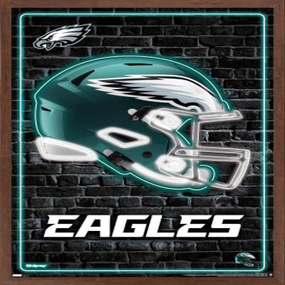 NFL Philadelphia Eagles - Neon Helmet 23 Wall Poster, 22.4L" x 14.7W", Mahogany Framed Version