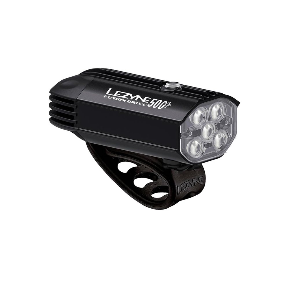 LEZYNE Fusion Drive 500+ Front Bicycle Light - Durable Aluminum Weatherproof IPX7 Waterproof USB-C Rechargeable LED Bike Headlight with 3 Solid & 3 Flash Modes - Integrated Silicone Rubber Strap Mount