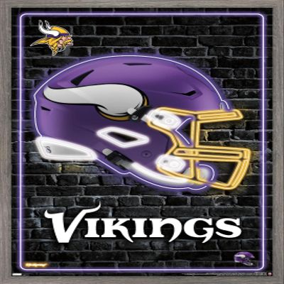 NFL Minnesota Vikings - Neon Helmet 23 Wall Poster, 34L" x 22.4W", Barnwood Framed Version