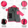COR Surf Swim Parka for Youth and Adults | Heavy-Duty Towel-Lined Weatherproof Swimming Jacket for Men, Women, and Kids (Pink - XS) view 4