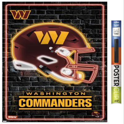 NFL Washington Commanders - Neon Helmet 23 Wall Poster, 34L" x 22.4W", Premium Poster & Clip Bundle