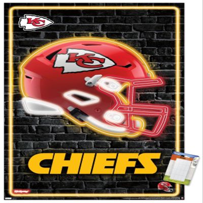 Trends International NFL Kansas City Chiefs - Neon Helmet 23 Wall Poster, 34L x 22.4W, Premium Poster & Mount Bundle