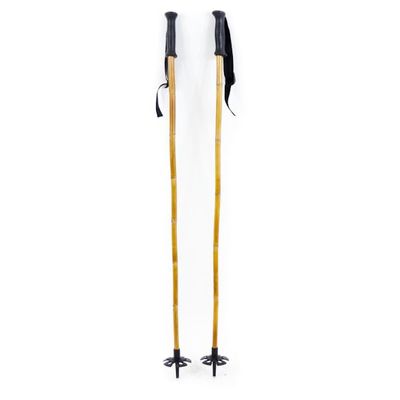 Booyah! Bamboo Downhill Ski Poles 110cm  Alpine Ski Poles for Men & Women  Lightweight Wooden Ski Poles with Black Grip, Strap & Basket  Backcountry Skiing Gear for Winter Performance