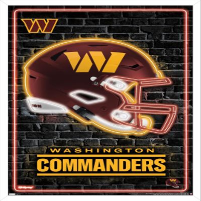 NFL Washington Commanders - Neon Helmet 23 Wall Poster, 22.4L" x 14.7W", White Framed Version